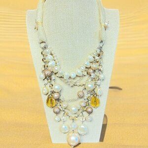Pearls and Sparkle Galore! Champagne Heiress Styled Mulit-strand Necklace